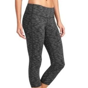 Athleta Women’s Capri Leggings Energy Chaturanga Space Dye Black Gray Pull On
